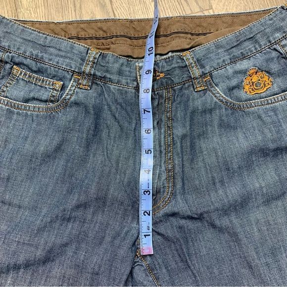Men's Canali Jeans Size US 36 / Italy 52 Cotton Blue Denim Embroidered Logo - Picture 12 of 13